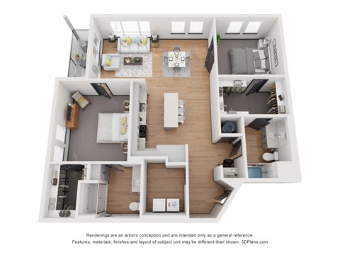 2 bed 2 bath 1,295 Sq. Ft. B8A ADA Floor Plan at 2200 LaSalle, St Louis, MO